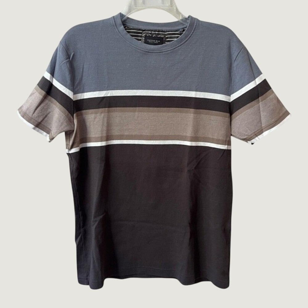 Cactus Man Ricky Singh Striped Colorblock Short Sleeve T Shirt Mens Medium